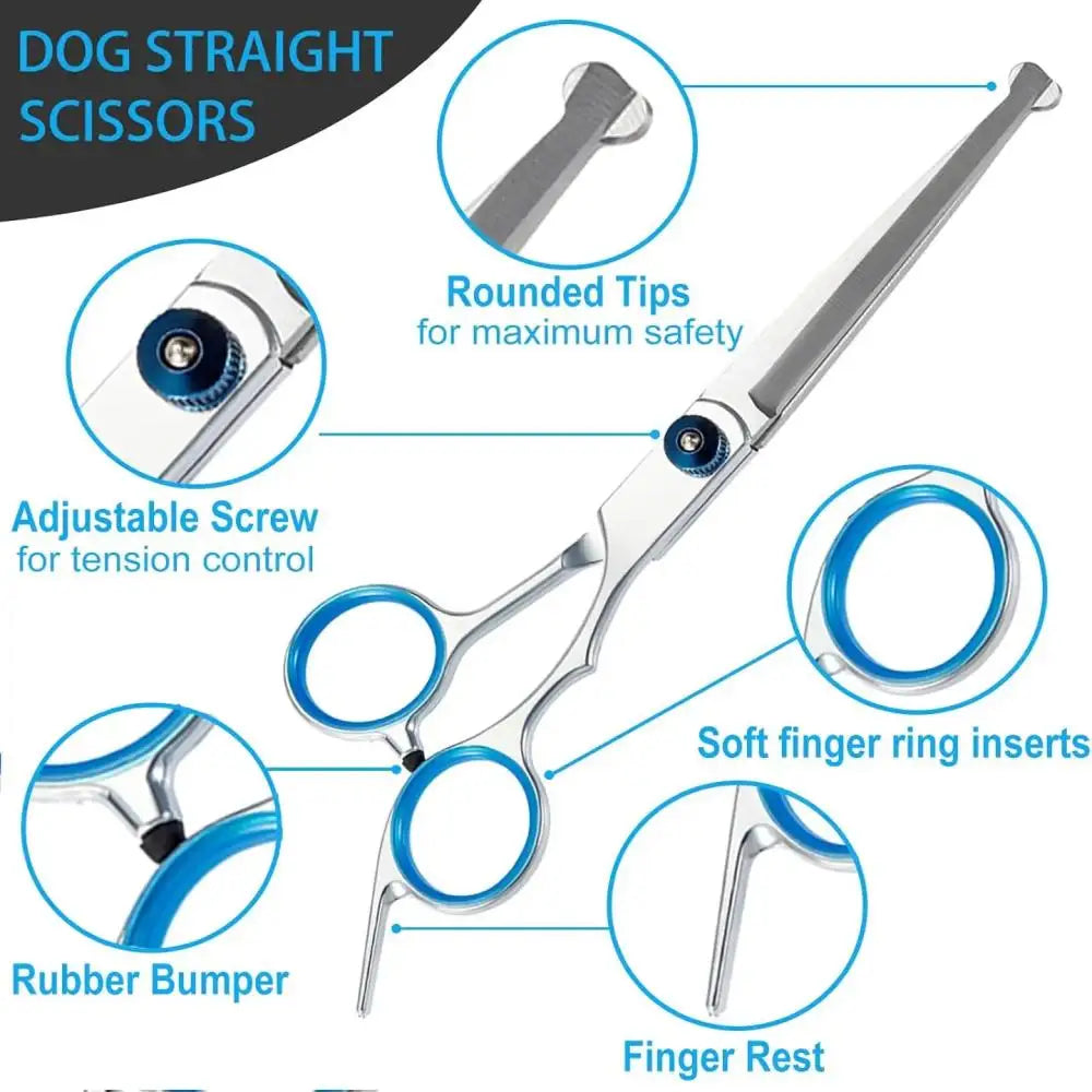 Dog Cat Safety Round Head Grooming Scissors Light Sharp Stainless Steel Anti-Injury Precise Pet Hair Trimmer