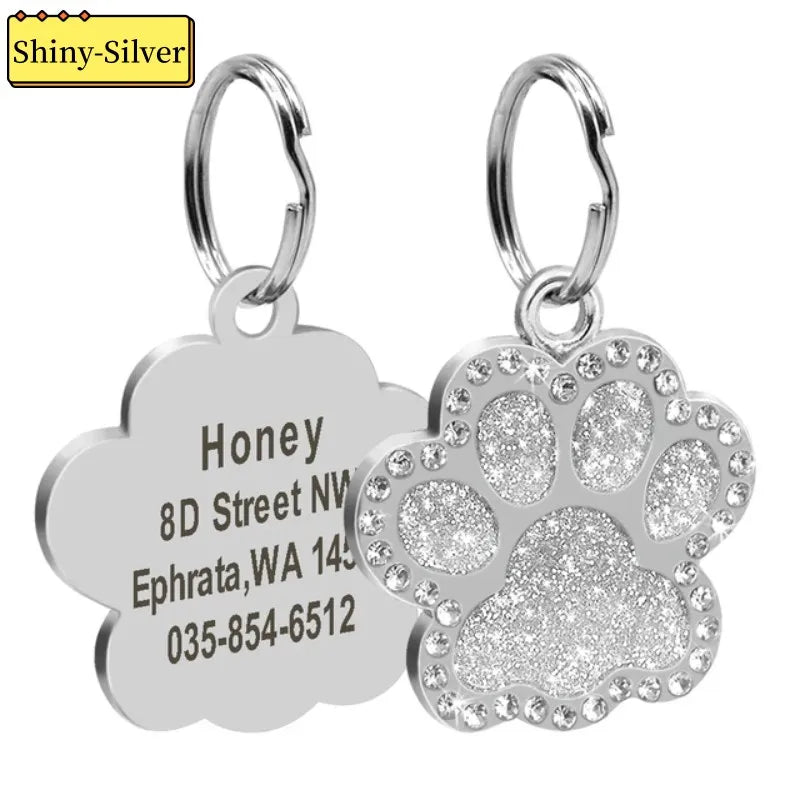 Personalized Paw Print Pet ID Tag – Custom Dog & Cat Collar Tag