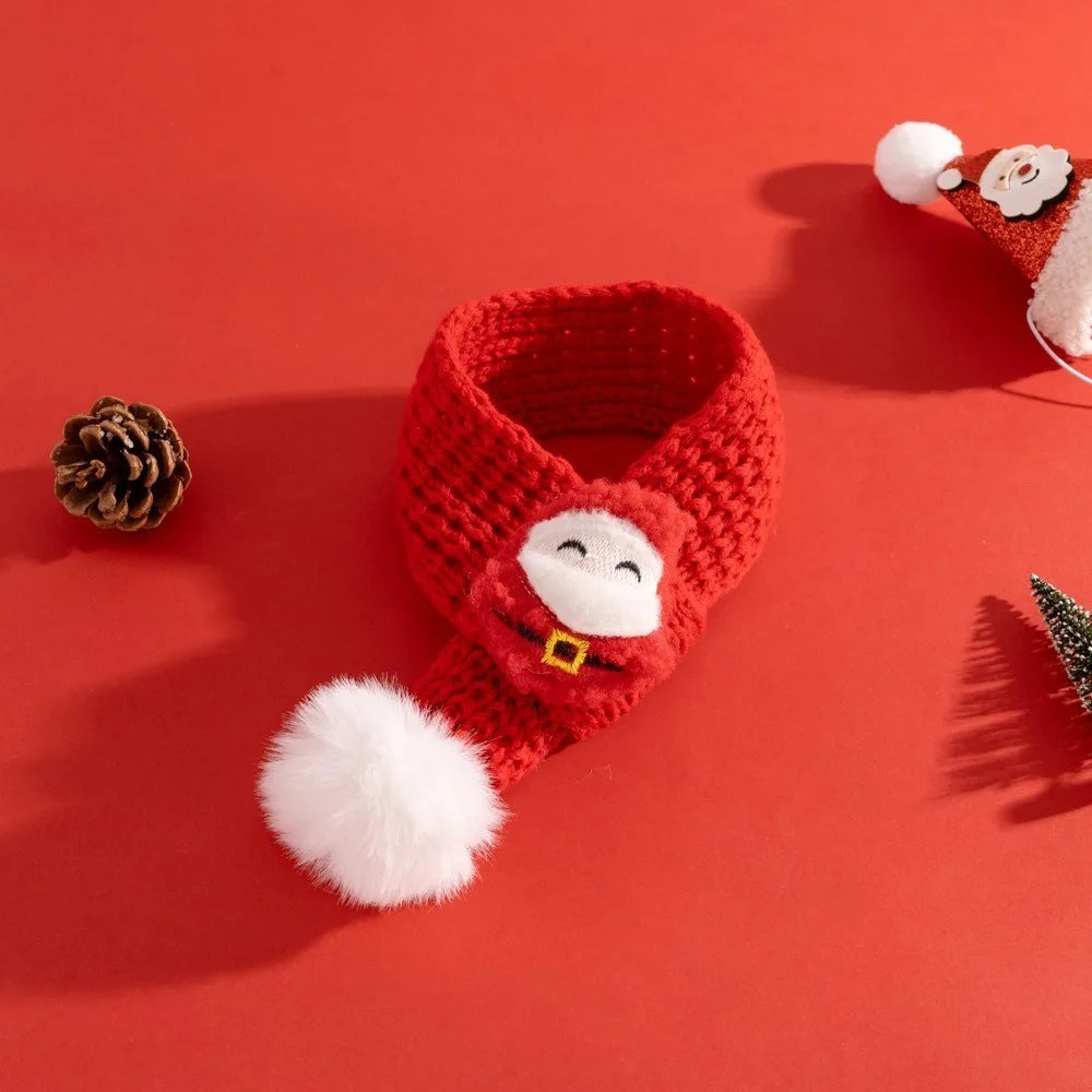 Christmas Cat Hat Cat Knitted Scarf Set Soft Winter Christmas Soft Santa Claus Costume Scarf For Dog Cats Pet Xmas Cat Supplies