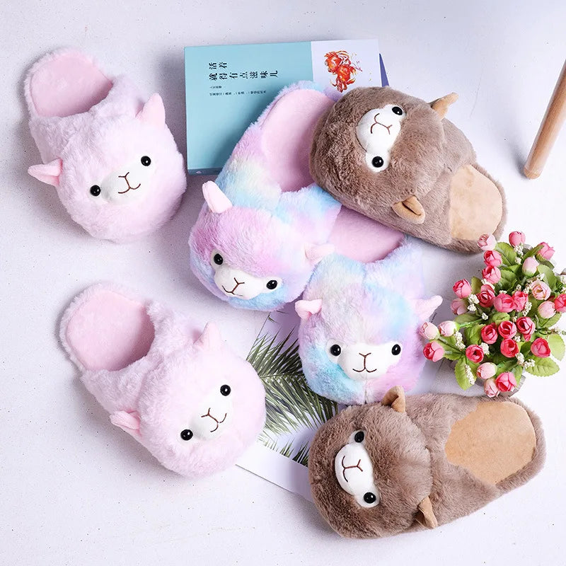 Cute Pink Pig Plush Slippers for Women – Cozy Fuzzy House Shoes