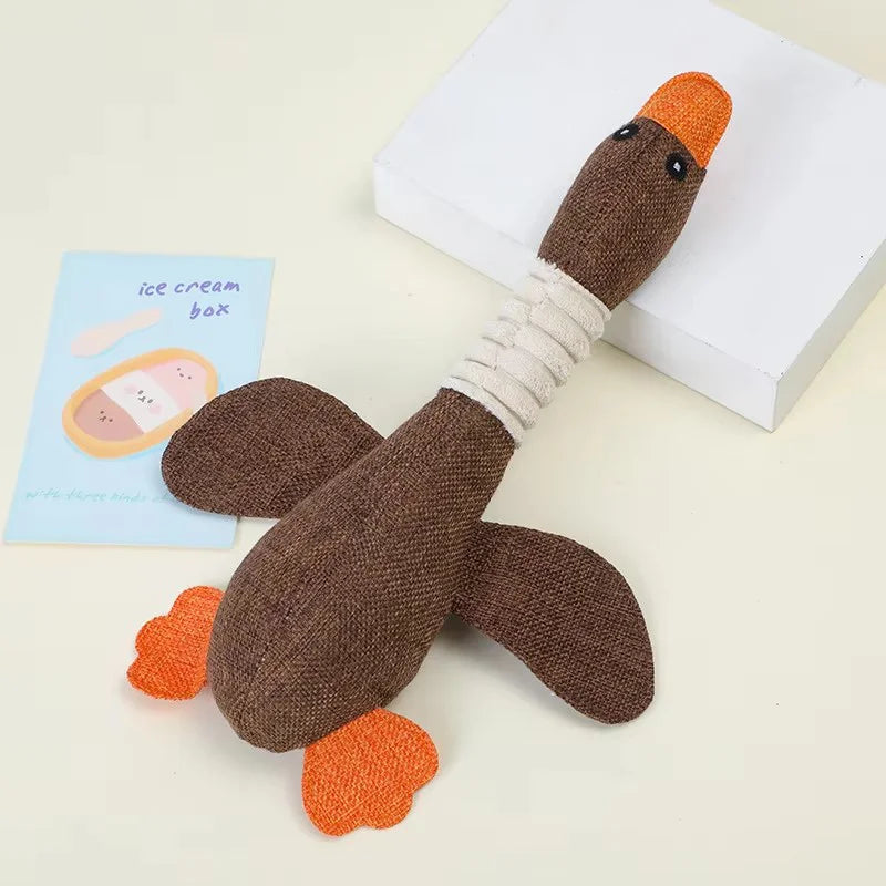 Eco - Friendly Plush Duck Dog Toy with Squeaker for Chewing and Teething - Interactive Pet Supplies Cat Dog Toys