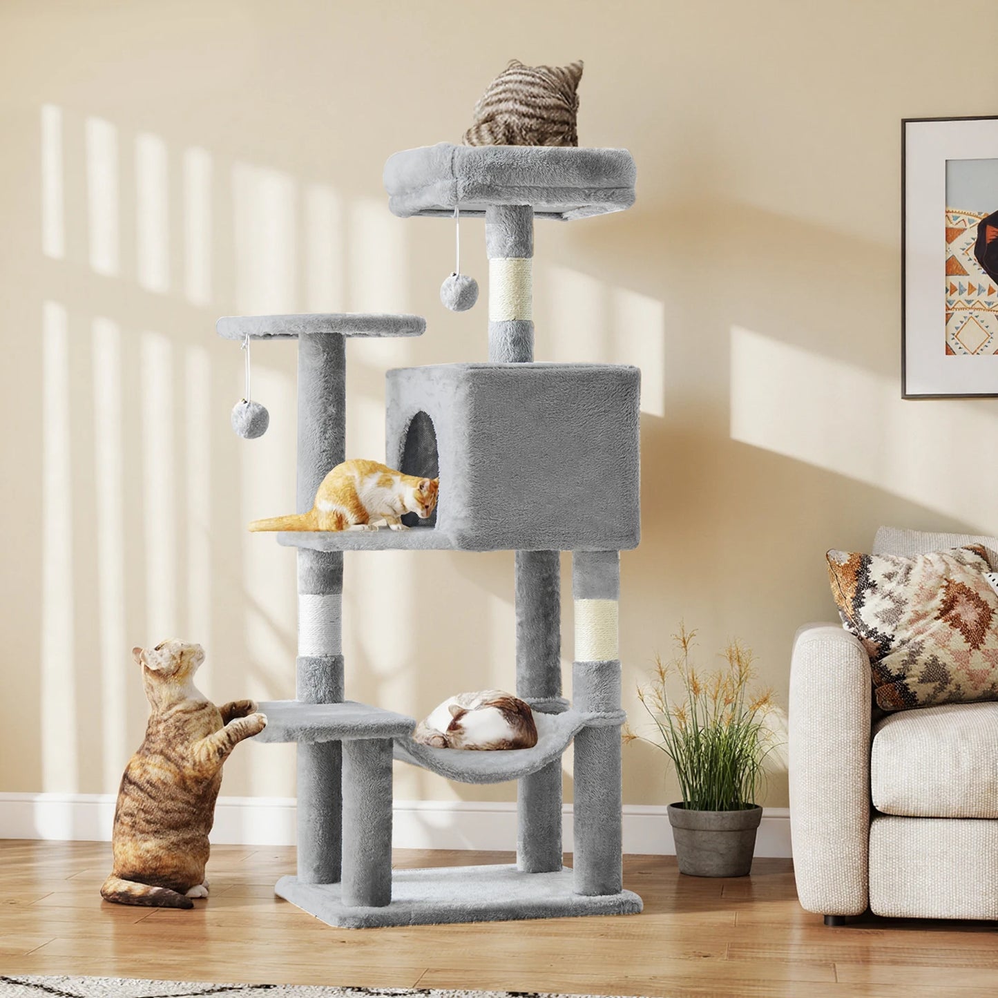 44-Inch Multi-Level Cat Tree & Scratching Tower