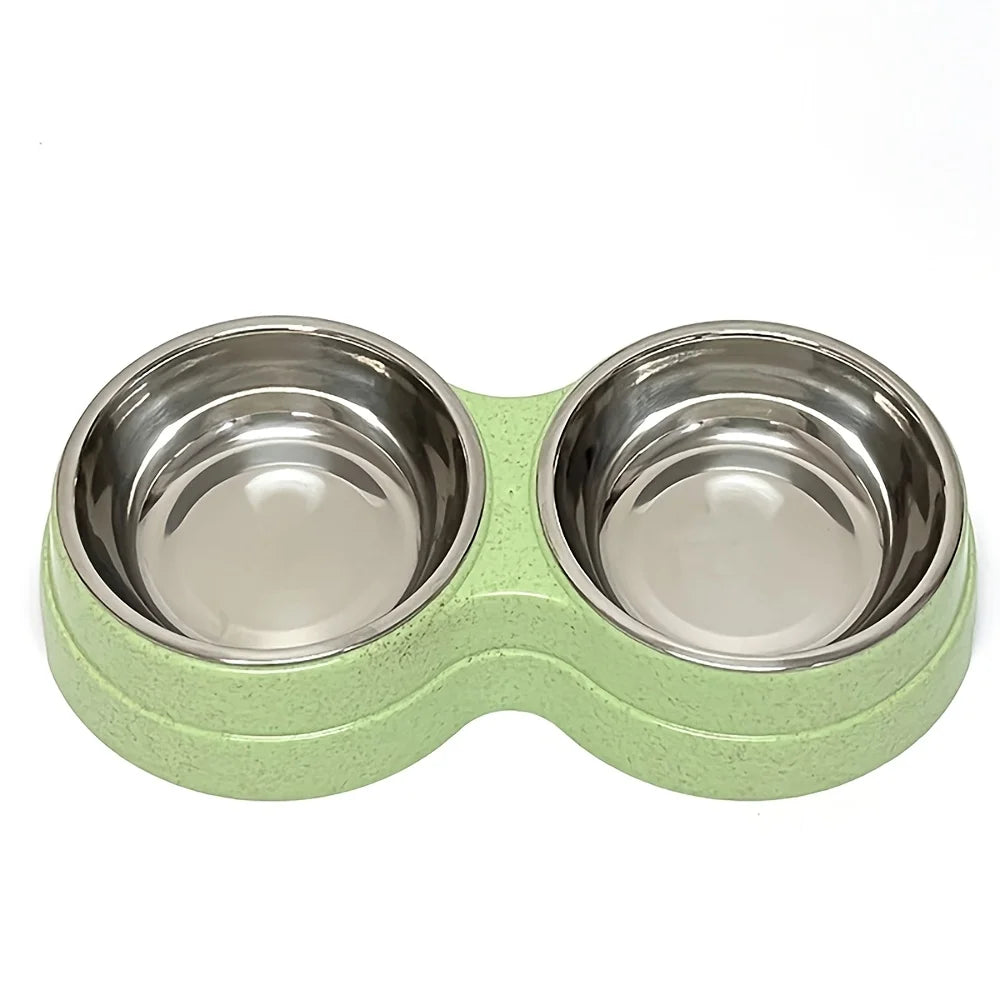 Double Stainless Steel Pet Bowls for Dogs & Cats