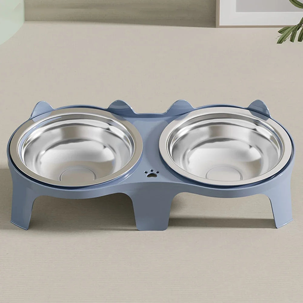 Anti-Tip Double Stainless Steel Pet Bowls for Dogs & Cats