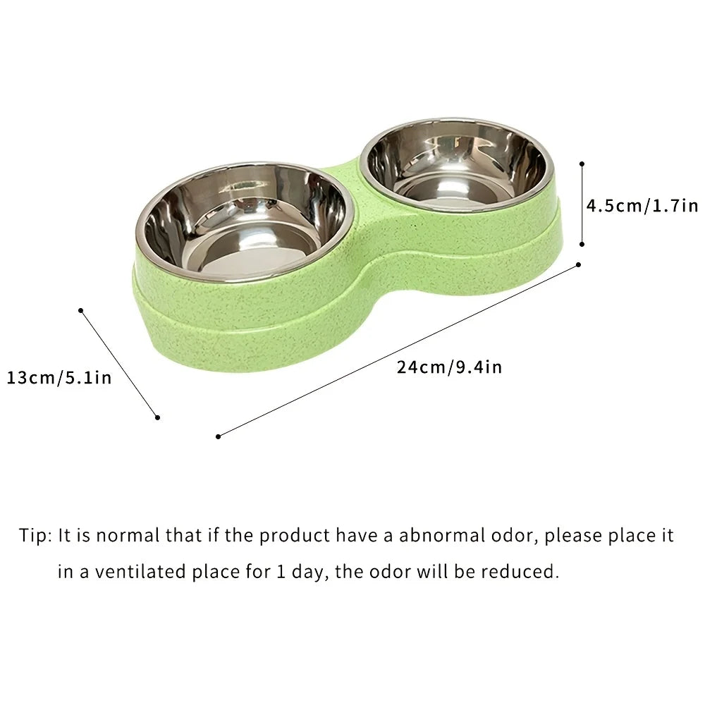 Double Stainless Steel Pet Bowls for Dogs & Cats