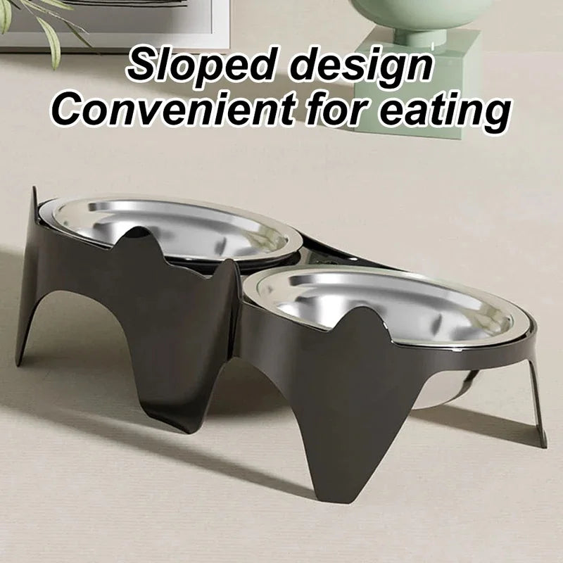 Anti-Tip Double Stainless Steel Pet Bowls for Dogs & Cats