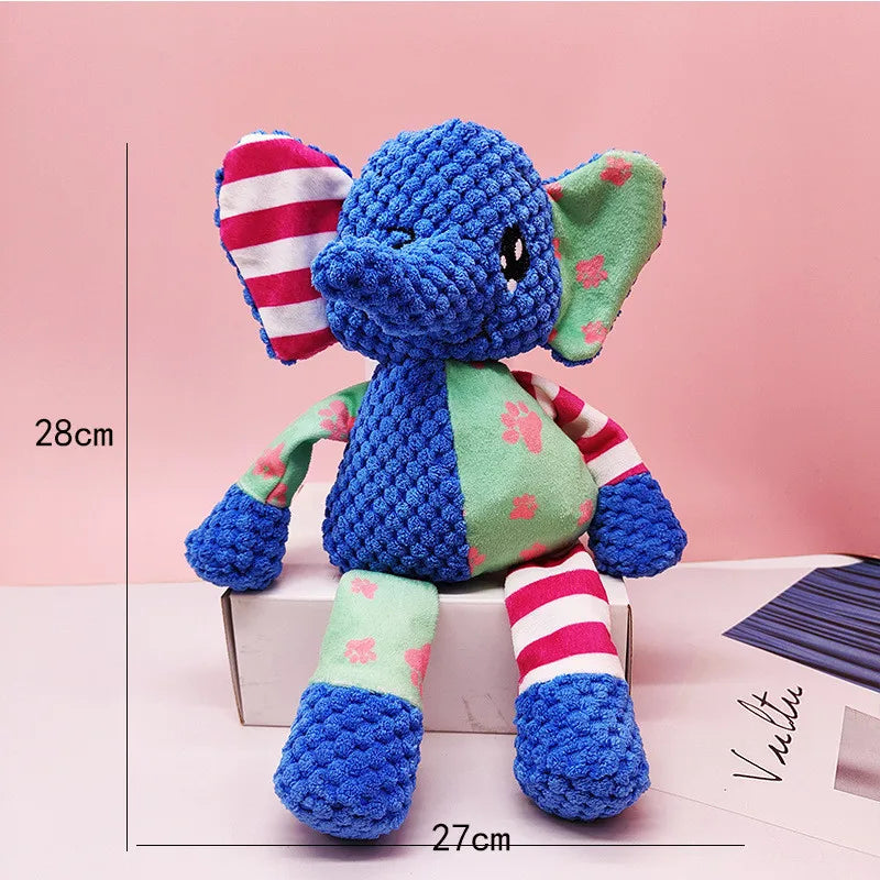 Spliced Animal Plush Pet Toy Bite Resistant Squeaky Interactive Chew Toy Dog Cat Teeth Cleaning Daily Pet Supply