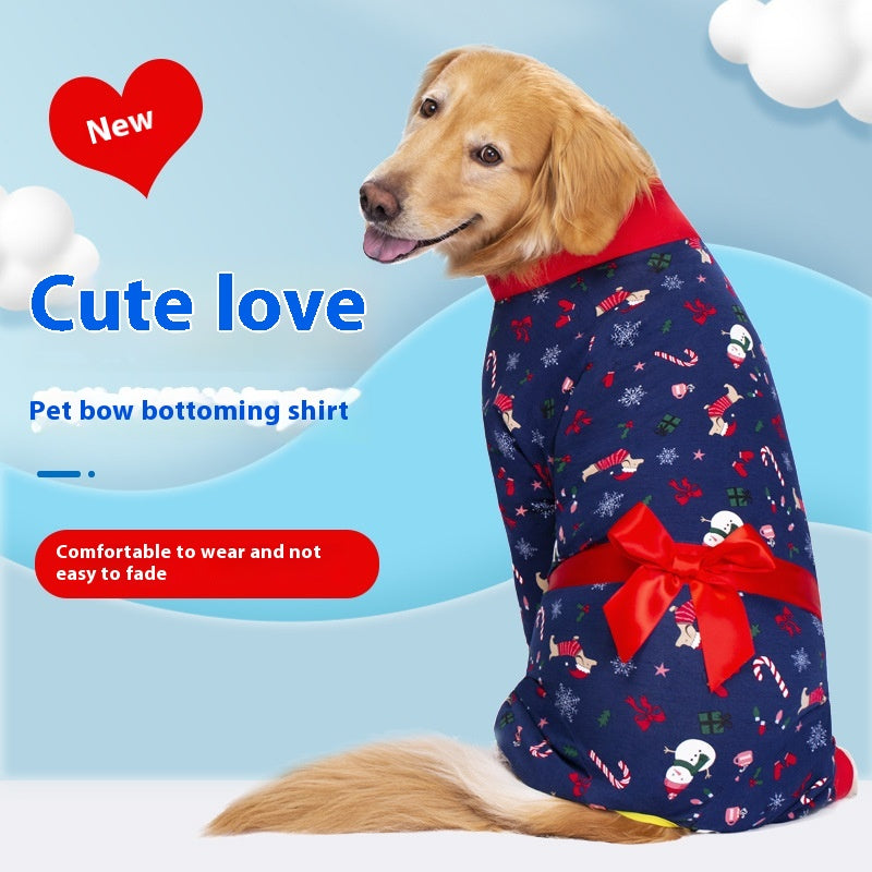 Cute printed cotton dog shirt modeled on a dog in multiple colorful patterns