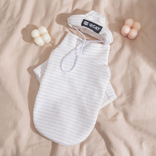 White striped lightweight pet shirt for cats and small dogs