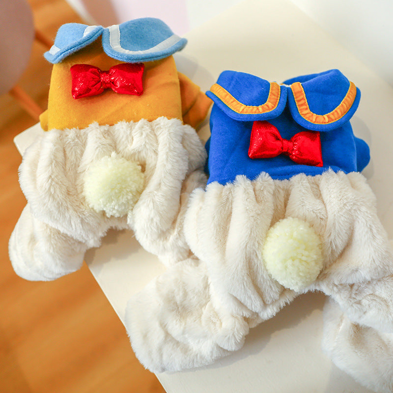 Padded bowknot cotton pet jacket for dogs and cats