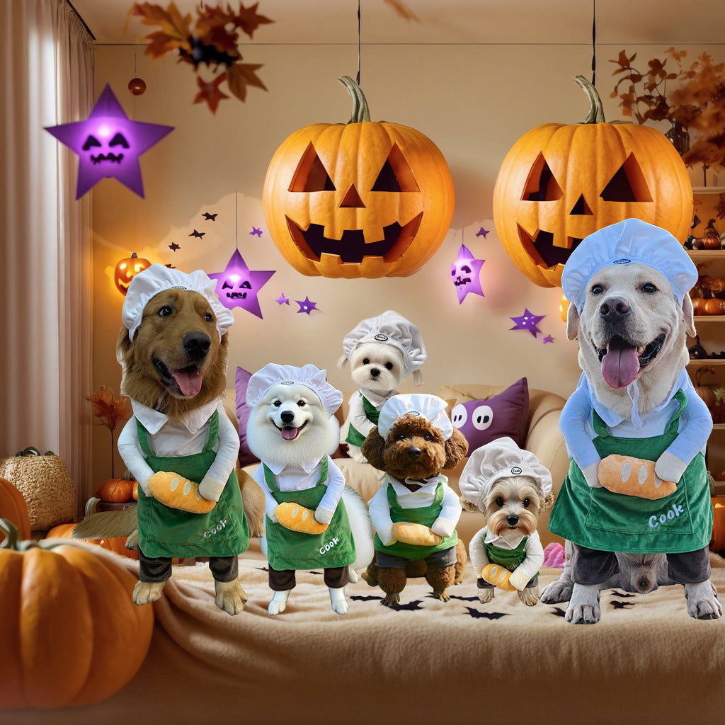 Funny chef costume for dogs and cats Halloween pet outfit